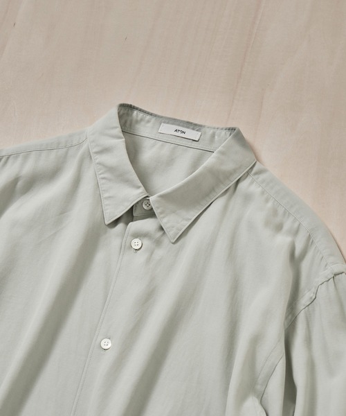 シャツ 「ATON/エイトン」COTTON SILK VIERA LOOSE FIT SHIRT メンズの画像