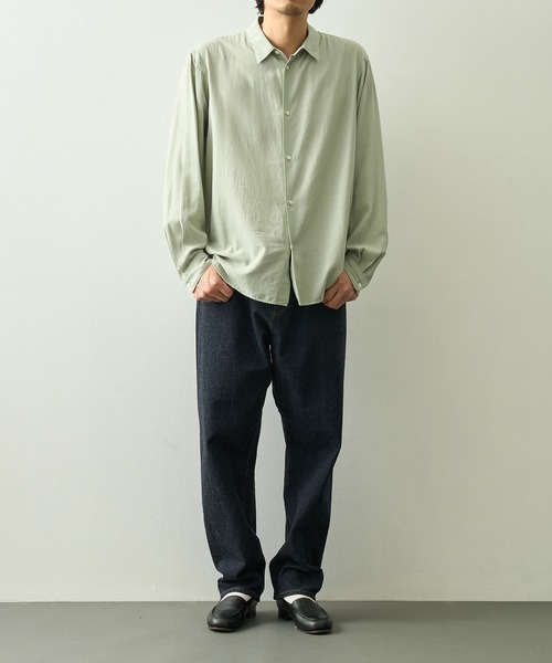 シャツ 「ATON/エイトン」COTTON SILK VIERA LOOSE FIT SHIRT メンズの画像