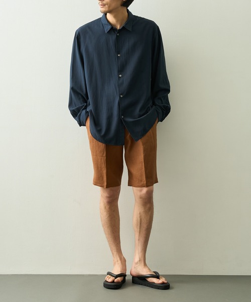 シャツ 「ATON/エイトン」COTTON SILK VIERA LOOSE FIT SHIRT メンズの画像