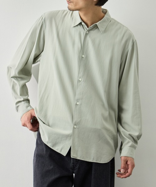 シャツ 「ATON/エイトン」COTTON SILK VIERA LOOSE FIT SHIRT メンズの画像