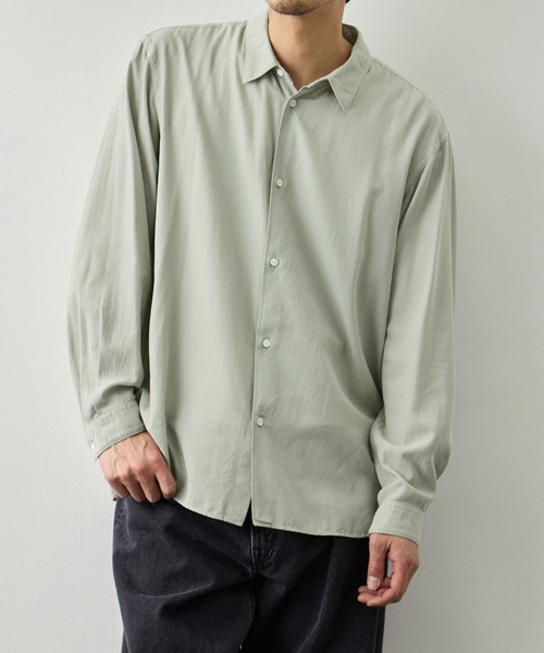 シャツ 「ATON/エイトン」COTTON SILK VIERA LOOSE FIT SHIRT メンズの画像