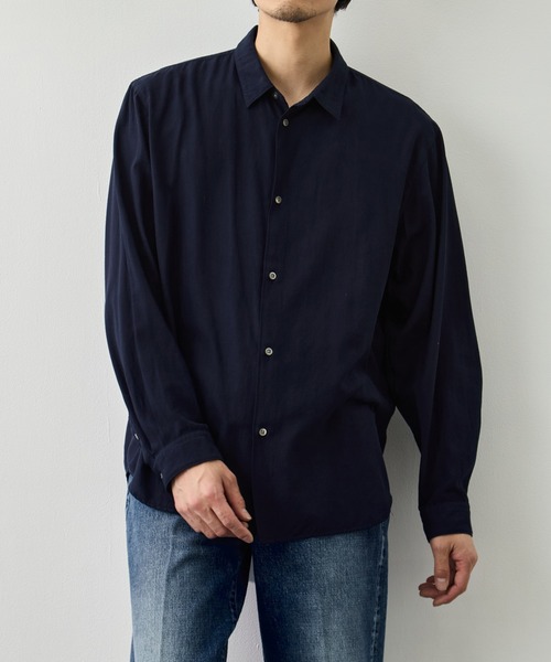 シャツ 「ATON/エイトン」COTTON SILK VIERA LOOSE FIT SHIRT メンズの画像