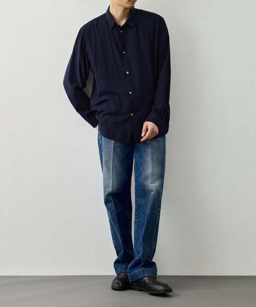 シャツ 「ATON/エイトン」COTTON SILK VIERA LOOSE FIT SHIRT メンズの画像