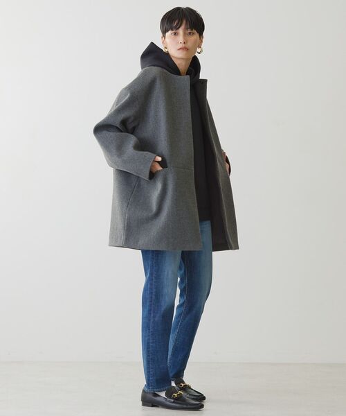 「AMERICAN HOLIC」 ノーカラーコート M ブラック レディース_画像7