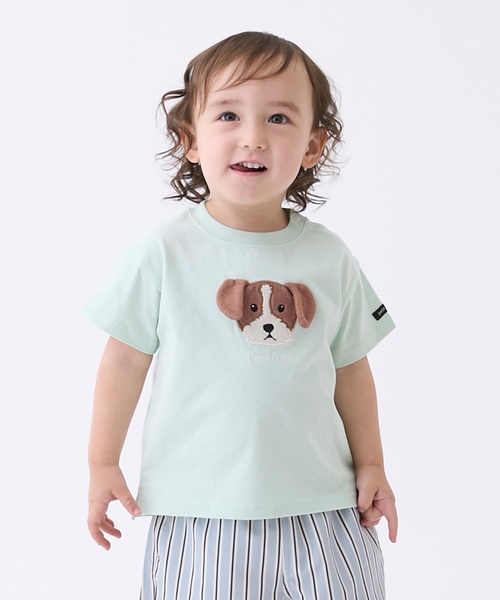 petit main tシャツ 「接触冷感」DOGアップリケ半袖Tシャツ キッズ