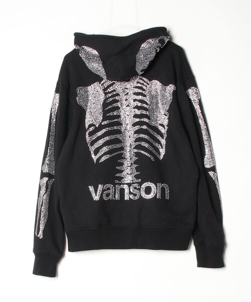 「VANSON」 ジップアップパーカー X-LARGE ブラック メンズ_画像2