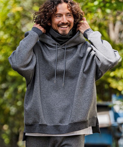 CAMBIO（カンビオ） パーカー mpa4139-High-Neck Scuba Knit Hoodie