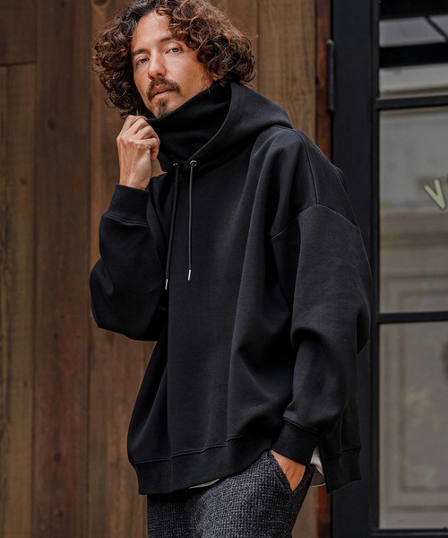 CAMBIO（カンビオ） パーカー mpa4139-High-Neck Scuba Knit Hoodie
