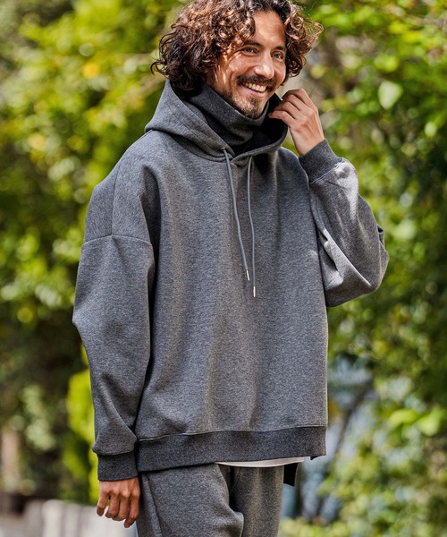 CAMBIO（カンビオ） パーカー mpa4139-High-Neck Scuba Knit Hoodie 