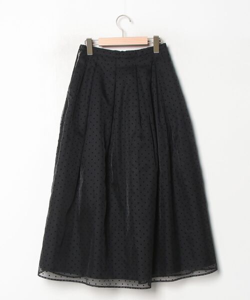 「TSURU by Mariko Oikawa」 Ariana ドットチュール ロングスカート 34 ブラック レディース_画像2