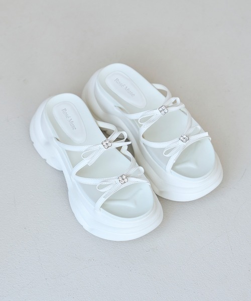 Rose Muse（ロゼミューズ） 厚底 サンダル Ribbon platform sandals