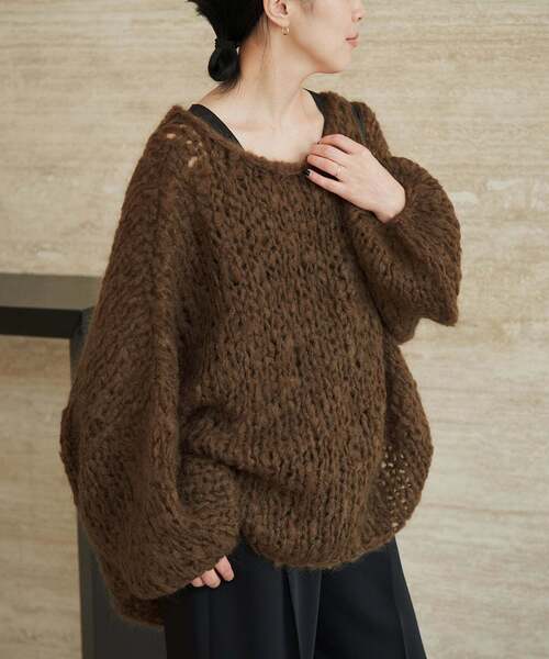 由*紀様 PLAGE ブラウンニット長袖 plage（プラージュ） ニット セーター 「追加」HAND KNIT ジャンボタム