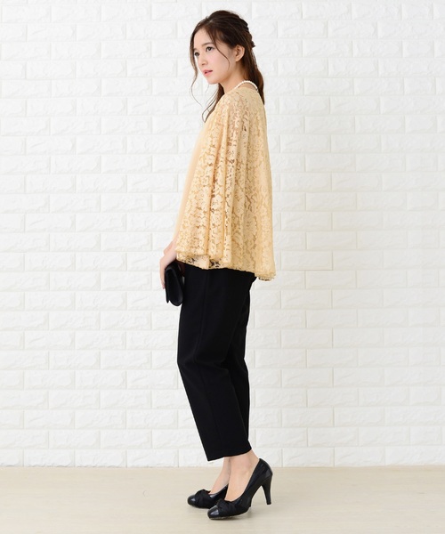 Lace Ladies パンツドレス 5WAYフレアケープ付きセットアップ