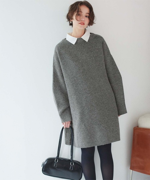 titivate ワンピース ビッグシルエットミニ丈ニットワンピース