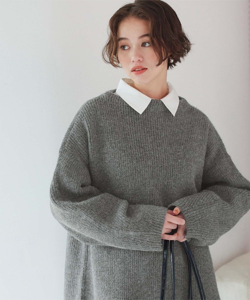 グレー　ビッグ　ニットワンピース　M ティティベイド titivate（ティティベイト） ワンピース ビッグシルエットミニ丈ニット