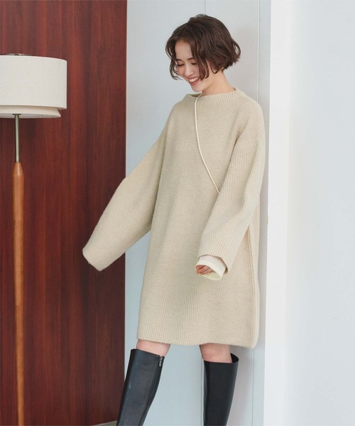 titivate ワンピース ビッグシルエットミニ丈ニットワンピース