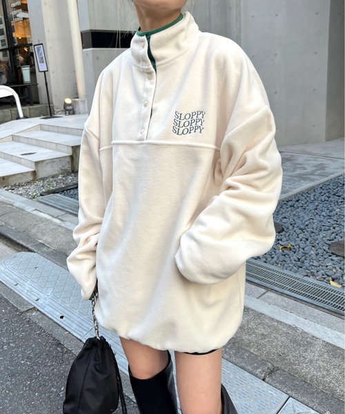 トップス 《WEB限定デザインあり》【SLOPPY/スロッピー】フリースハーフボタントップス