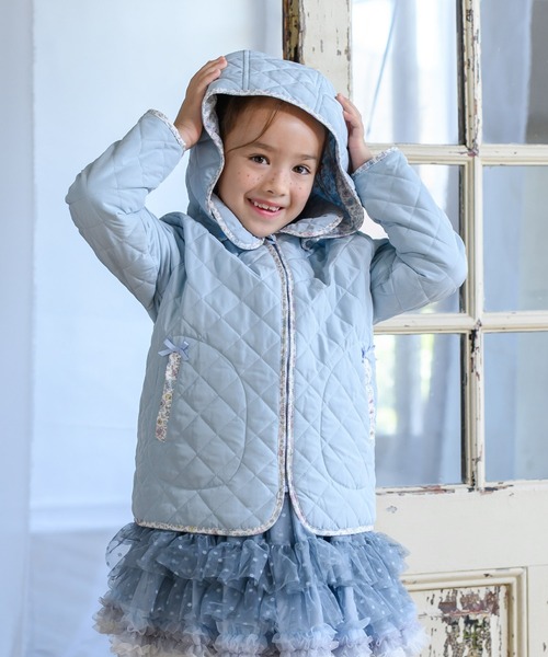 panpantutu ダウン アウター 2wayフラワーキルトショートコート(Junior