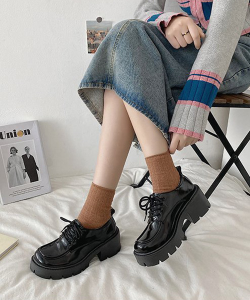 【✩】クールな女の子の流行の婦人靴 c.u.l レディース シューズ ドレスシューズ レースアップ 厚底