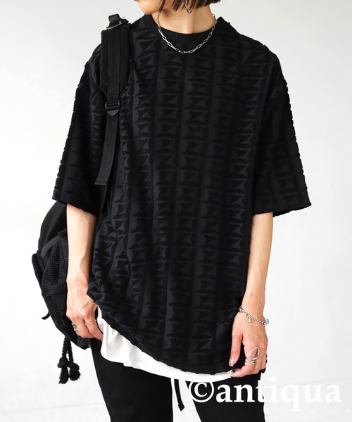antiqua（アンティカ） antiqua tシャツ 綿混素材パイルジャガード