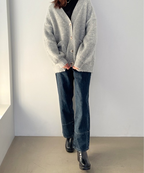 【新品•タグ付き】Olu.✳︎オーバーシルエットニットカーディガン Olu. カーディガン オーバーサイズケーブルニットカーディガン