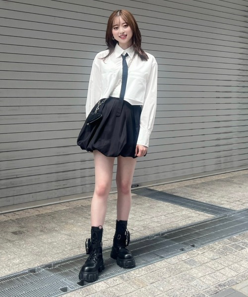 SNIDEL ブラック プリーツミニスカートパンツ ショートパンツ バルーン SNIDEL パンツ プリーツミニスカショーパン レディース