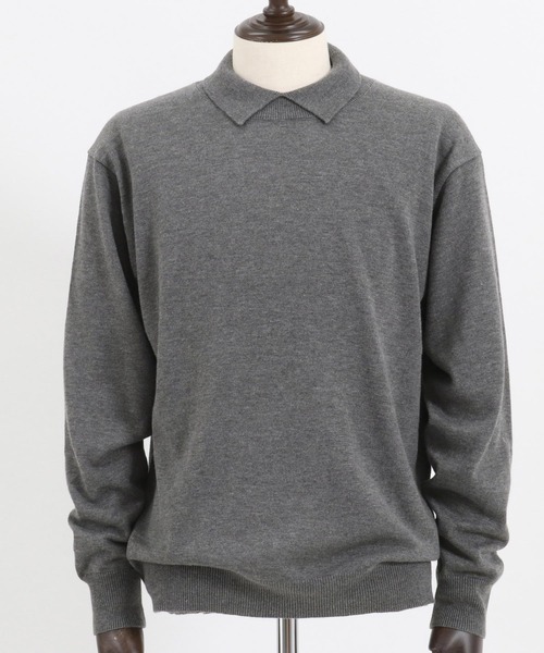 【M-PREMIER】(36) 日本製 無地 ニット シャツ セーター B:MING by BEAMS（ビーミング by ビームス）メッシュニット