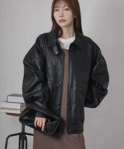 Social GIRL ブルゾン アウター オーバーサイズフェイクレザー