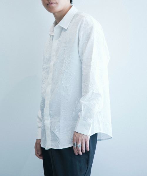 io comme io イオコムイオ 長袖 シャツ アシンメトリー　シワ加工 aimoha シャツ menシワ加工ゆったりめシャツ メンズ : ZOZOTOWN