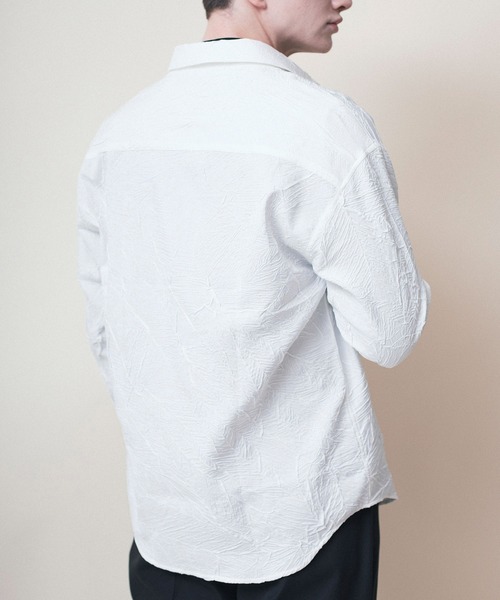 io comme io イオコムイオ 長袖 シャツ アシンメトリー　シワ加工 aimoha シャツ menシワ加工ゆったりめシャツ メンズ : ZOZOTOWN