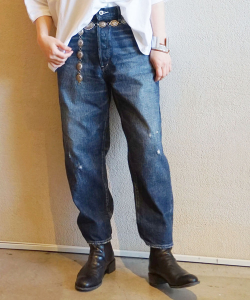 「JOURNAL STANDARD LUXE」 ダメージ加工デニムパンツ LARGE ネイビー WOMEN 78628051