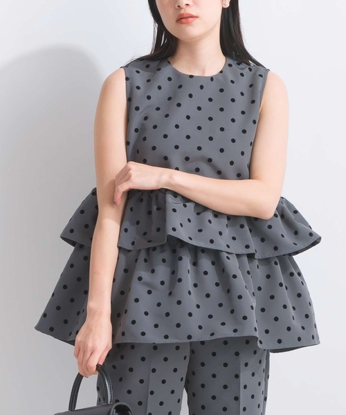 PICCIN PERLA ブラウス シャツ フロッキードットティアード 