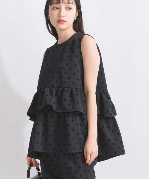 PICCIN PERLA ブラウス シャツ フロッキードットティアード