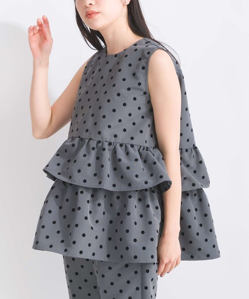 PICCIN PERLA ブラウス シャツ フロッキードットティアード