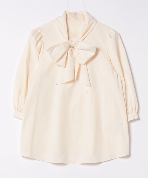 【新品タグ付】ストロベリーフィールズ　ボウタイブラウス　長袖　Mサイズ STRAWBERRY-FIELDS ブラウス シャツ ギャザースリーブボウタイ