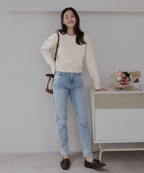 ニット セーター ミックスヤーンクルーネックニット レディース crewre online shop / ミックスヤーンクルーネックニット