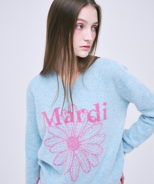 ニット セーター RACCOON BLENDED V NECK FLOWERMARDI レディース メンズ