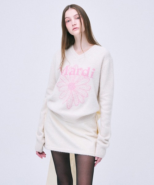 Mardi Mercredi ニット セーター RACCOON BLENDED V NECK