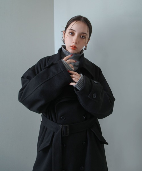 【美品】Doula Doula ウールライク　コート Nilway ステンカラーコート コート ウールライク ステッチコート
