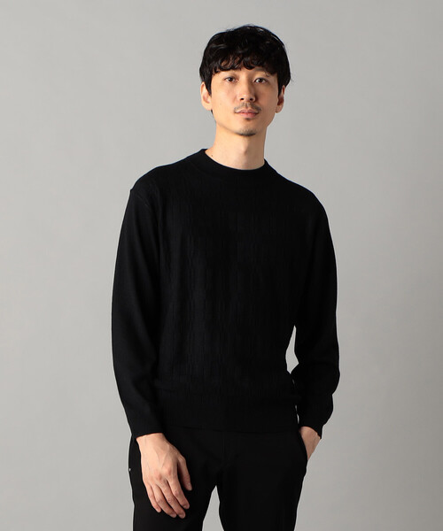 COMME CA MEN セーター ニット リンクスチェック柄 モックネック