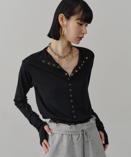 tシャツ 2way many button top / メニーボタントップス レディース