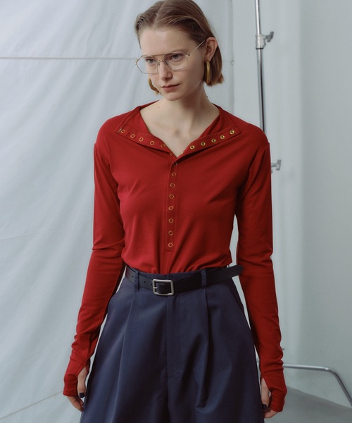 tシャツ 2way many button top / メニーボタントップス レディース