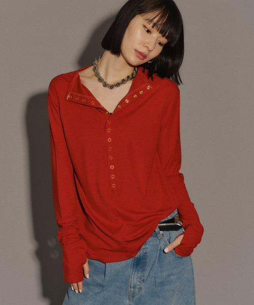 tシャツ 2way many button top / メニーボタントップス レディース