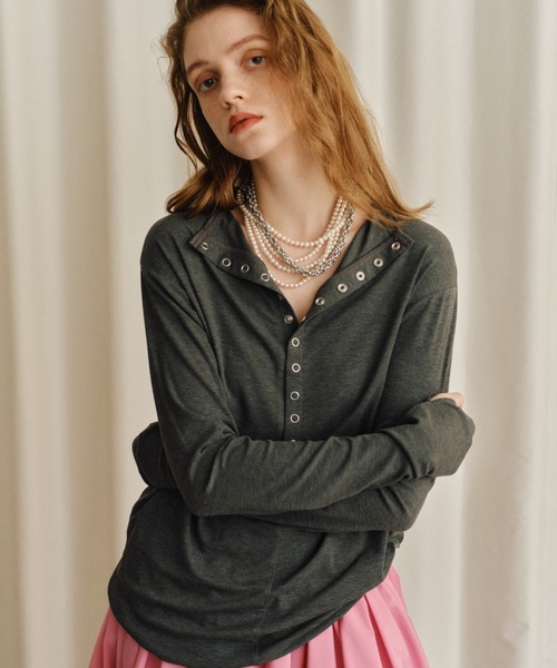tシャツ 2way many button top / メニーボタントップス