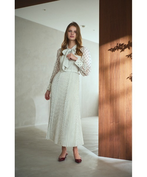 Estella.K ワンピース Allaria Pleated Dress ドットタイプリーツ
