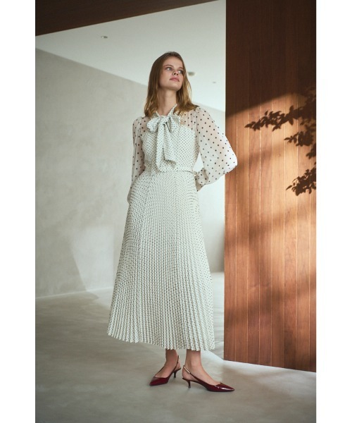 Estella.K ワンピース Allaria Pleated Dress ドットタイプリーツ