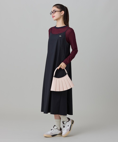 LACOSTE プリーツ ショルダーバッグ ダークブラウン ハンドバッグ LACOSTE（ラコステ） ショルダーストラップ ショルダーバッグ バッグ