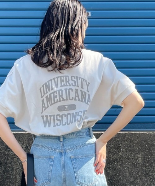【新品】Americana×JEANS FACTORY☆別注ラウンドヘムロゴT AMERICANA tシャツ 「Americana×JEANS FACTORY/アメリカーナ