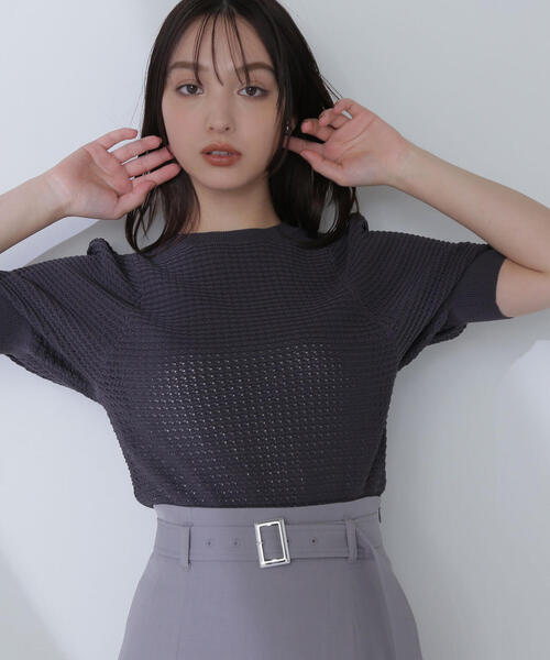 ニット セーター 「Oggi掲載」パフスリーブワッフルニット レディース NATURAL BEAUTY BASIC ニット セーター 「Oggi掲載