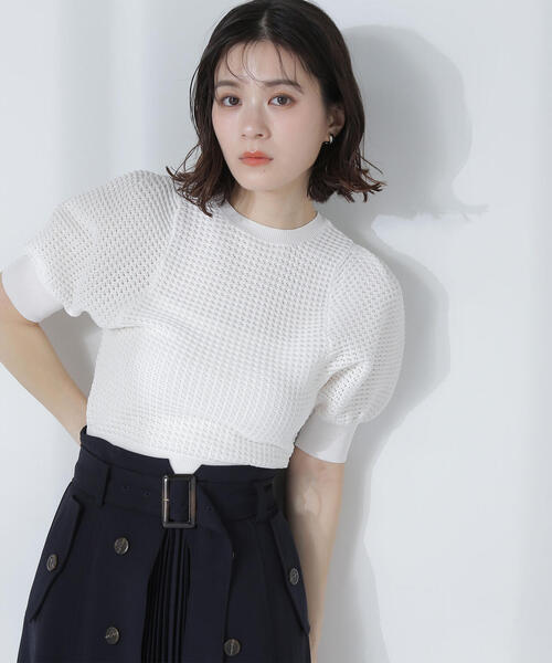 ニット セーター 「Oggi掲載」パフスリーブワッフルニット レディース NATURAL BEAUTY BASIC ニット セーター 「Oggi掲載